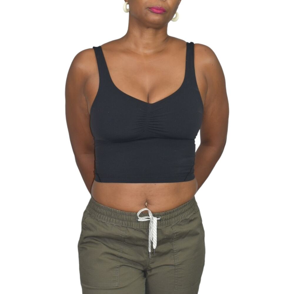 Lululemon Align Gathered Front Tank Black Cropped Shelf Bra Yoga Stretch Size 2 - Picture 6 of 12
